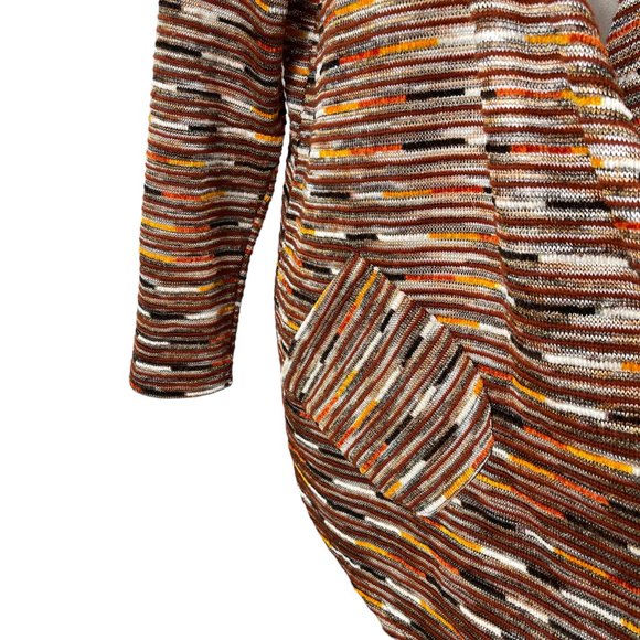 Ruby Rd Open Knit Cardigan Medium Open Front Draped Red Brown Fall Pockets - Picture 5 of 7